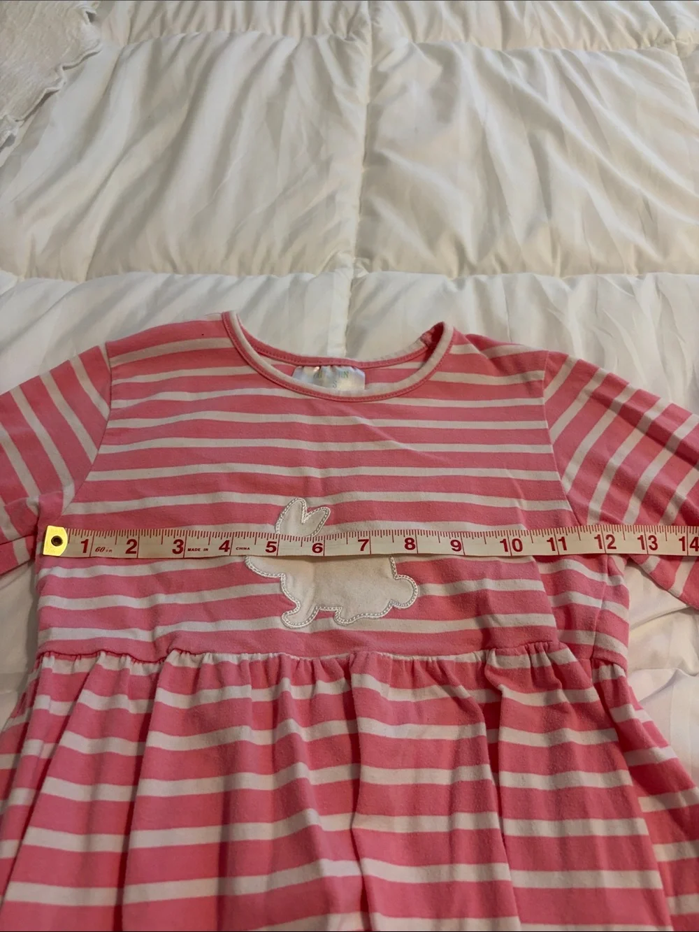 Southern Tots striped dress with Easter bunny appliqué- Size 8